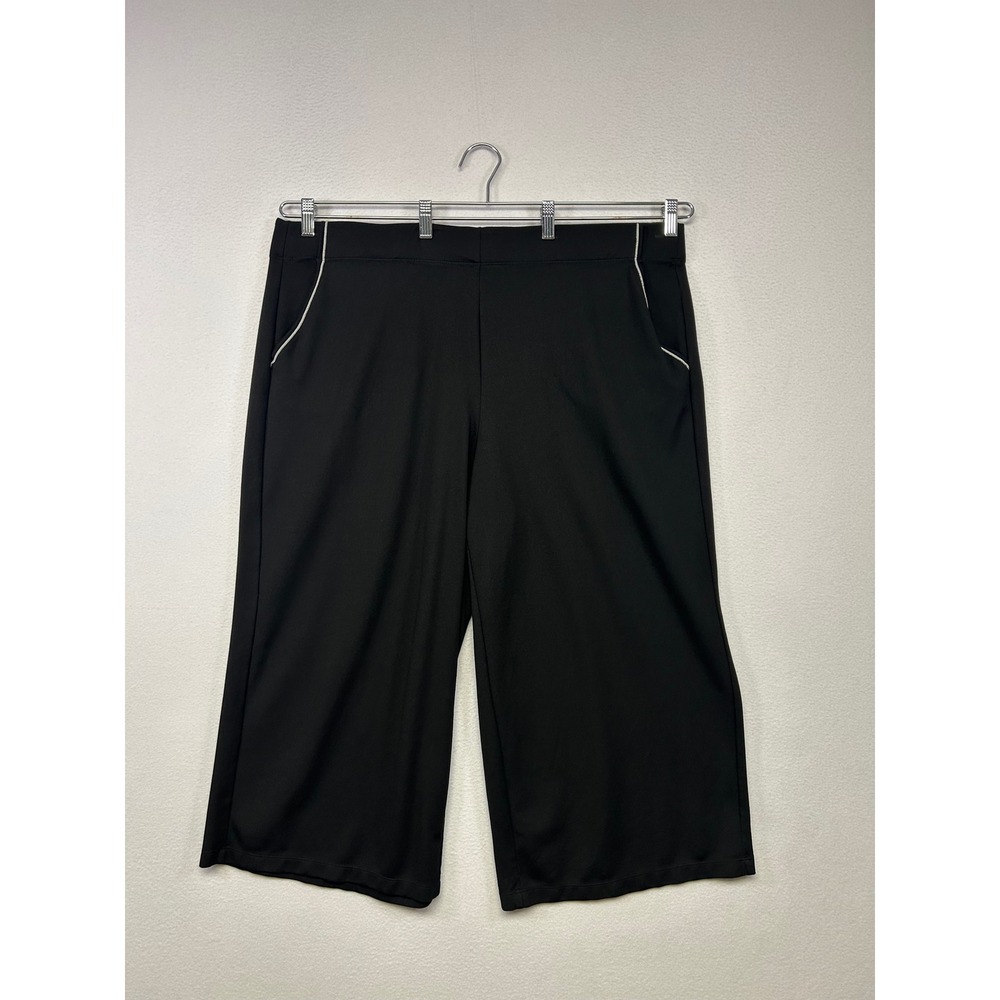 Minimalist Max Studio London Womens 3X Black Wide Leg Cropped Culotte Pants